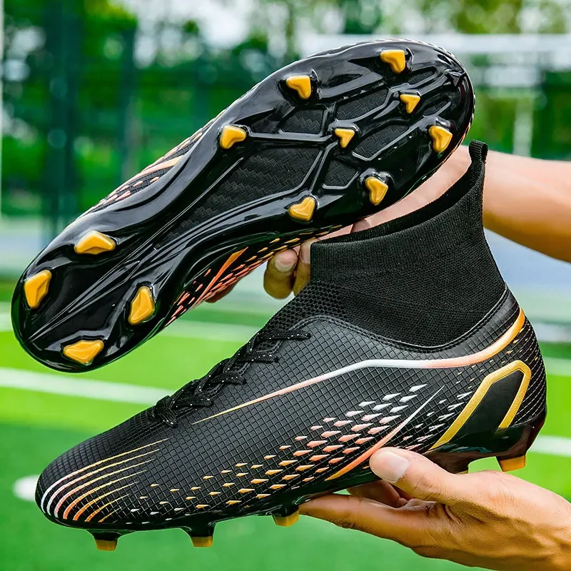 Men Football Shoes Outdoor Long Spikes Ankle Training Soccer Shoes Cleats Sport Ultralight Professional Football Boots Sneakers