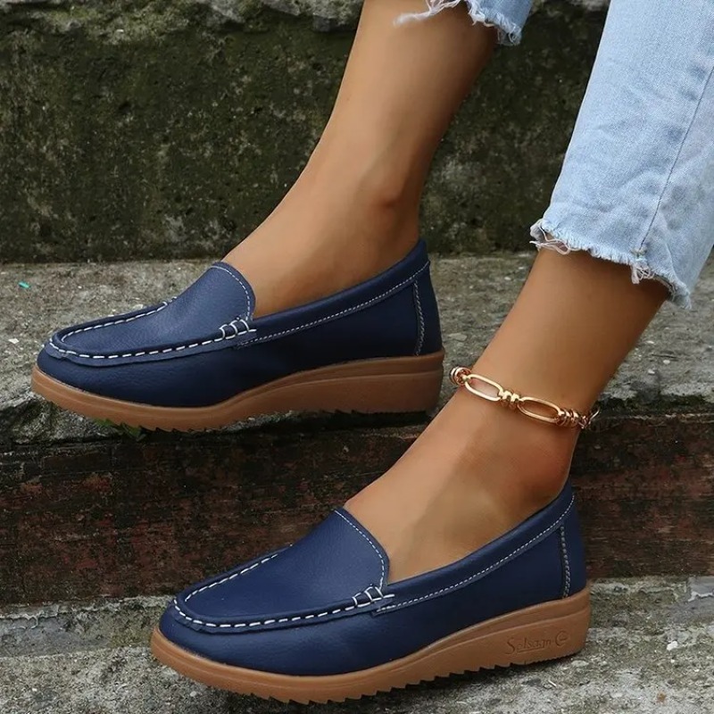 Women Flats 2022 Spring Summer Shoes Women Heels 4.3CM Genuine Leather Chaussures Femme Casual Women Loafers Ballet Flat Shoes