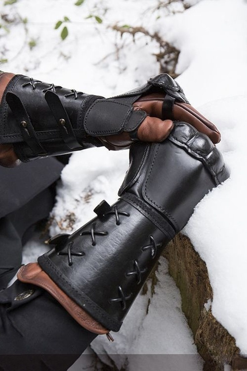Vintage Samurai Leather Armor Bracer Steampunk Medieval Para Hombres Guantes Medieval Armor Gloves for Men Cosplay Props