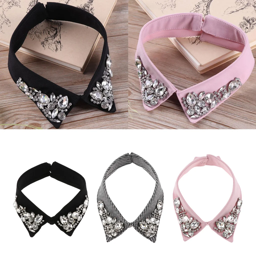 Womens new Crystal Diamonte Detachable Faux Fake 2025 Collar Removable False Choker