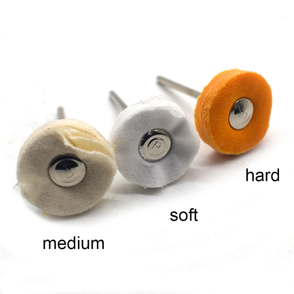 100PCS Yellow White Cloth Wheel Brush 6X 22mm Rotary Round Polishing Buffing Tool For Dremel