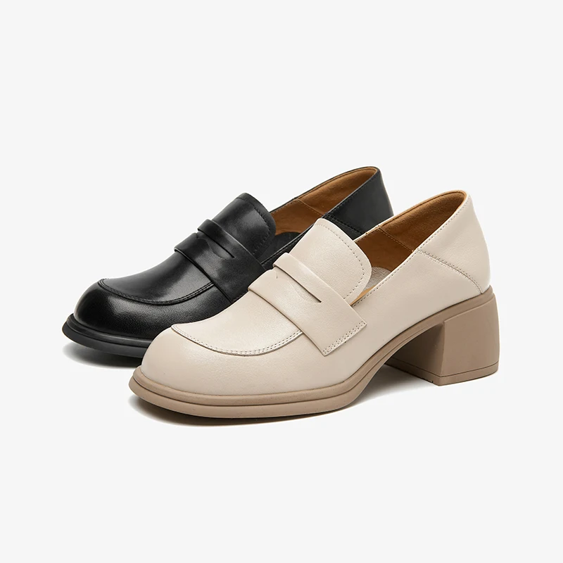 Beautoday new Penny Loafers Women Genuine Cow 2025 Leather Calfskin Platform Square Toe Vintage Ladies Retro Shoes Handmade HW15371