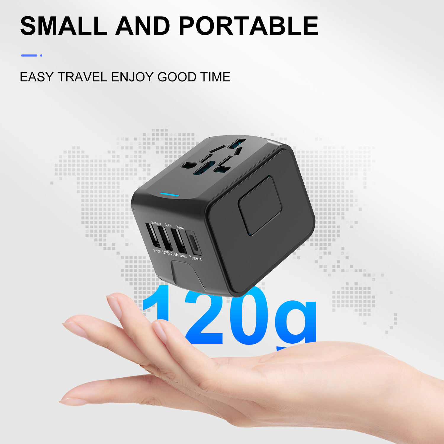 Universal Travel Adapter All-in-one Travel Charger with 3 USB Ports and 1 Type C Wall Charger for US EU UK AUS Travel