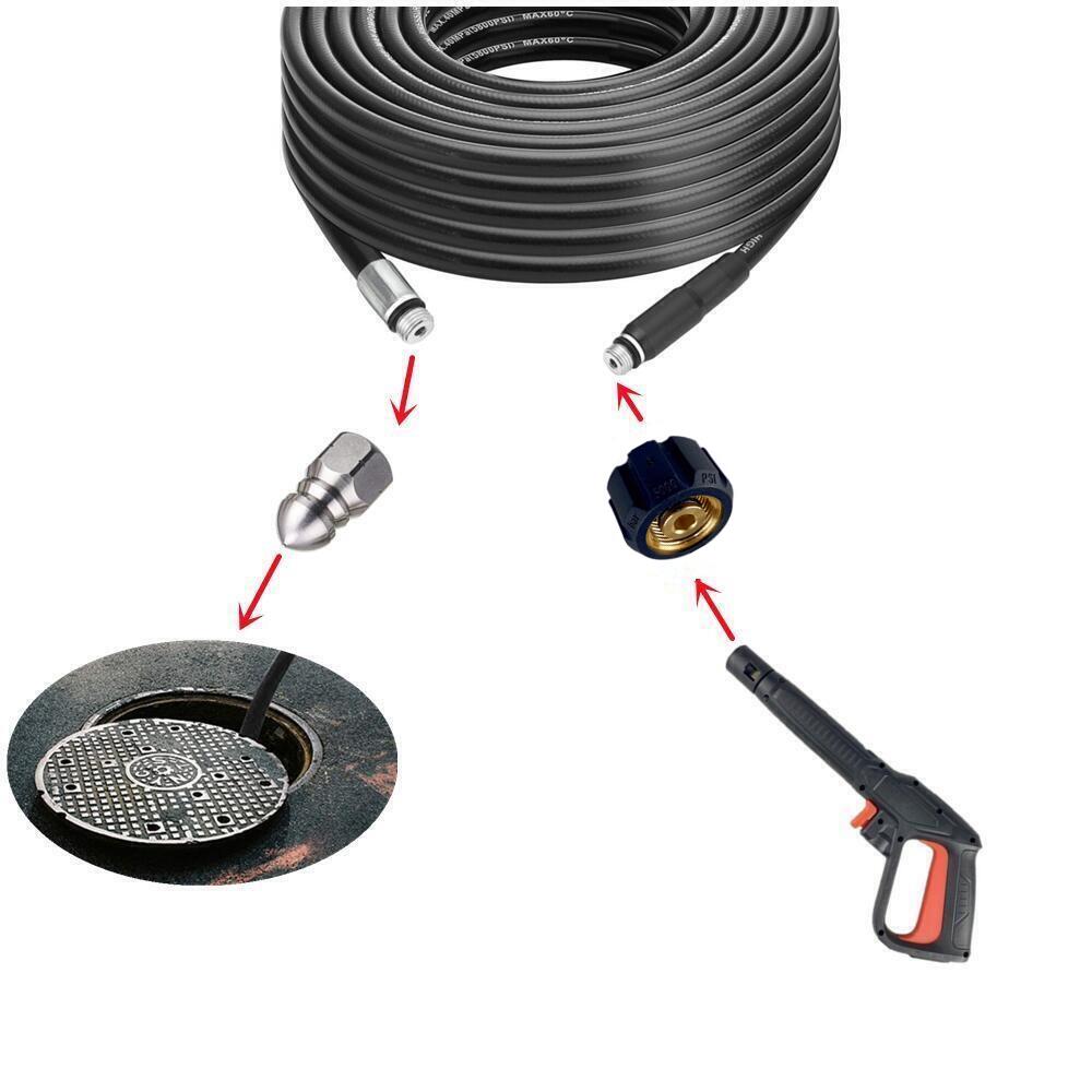 Sewer Water Hose Cleaner With Swivel M22 14mm Adaptor For High Pressure Wash Gun Drainage Pipe Cleaning Kit