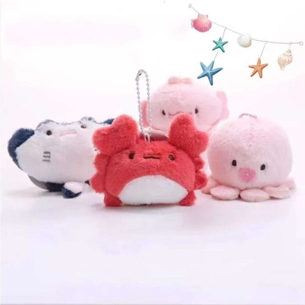 3PCS Ray Marine Organisms Key Chain Kawaii Crab Funny Fish Pendant Cartoon Soft Plush Doll Keychain Bag Hanging