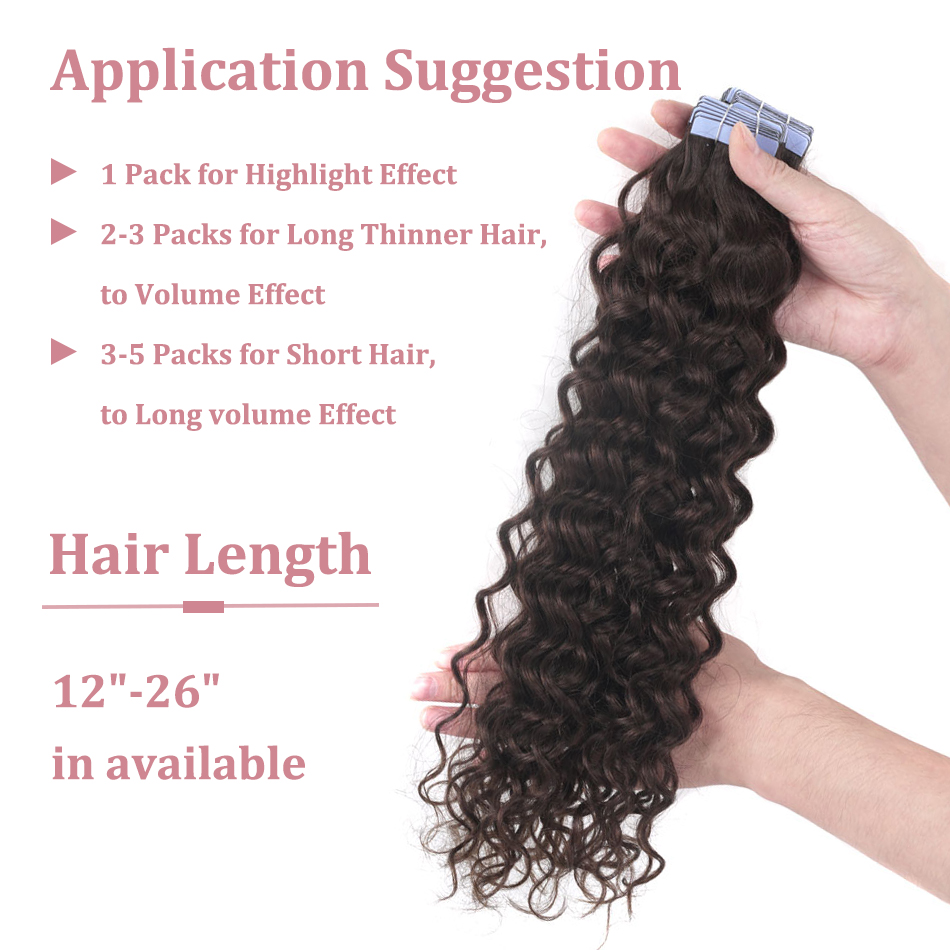 2.5g/pcs Water Wave Tape in Hair Extensions Human Hair for Women 100% Real Remy Hair Skin Weft Adhesive Invisible Tape Ins