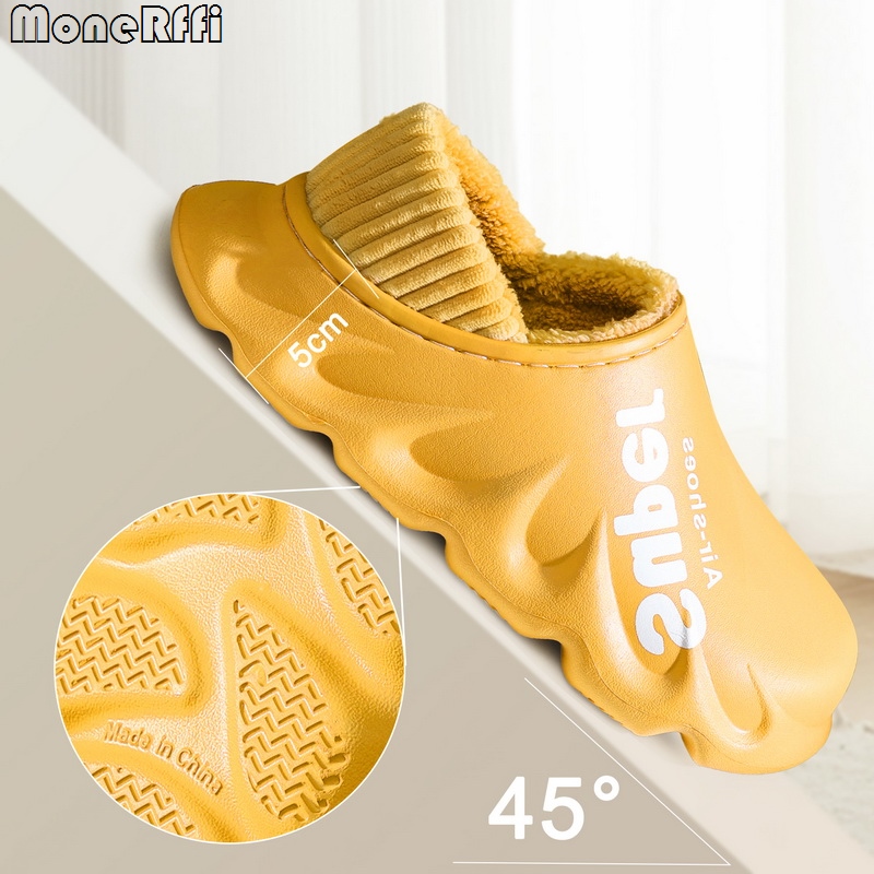 Winter Slippers Men Shoes Waterproof Warm Sneaker Slippers Women Non-Slip Indoor Plush Home Footwear Outdoor Platform Shoes Man