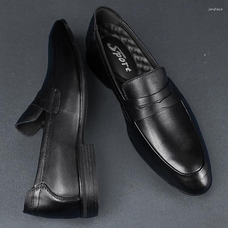 Casual Shoes 2024 Black Genuine Leather Gentleman Fashion Dress Men Business Loafers Men's Slip On Big Size 49