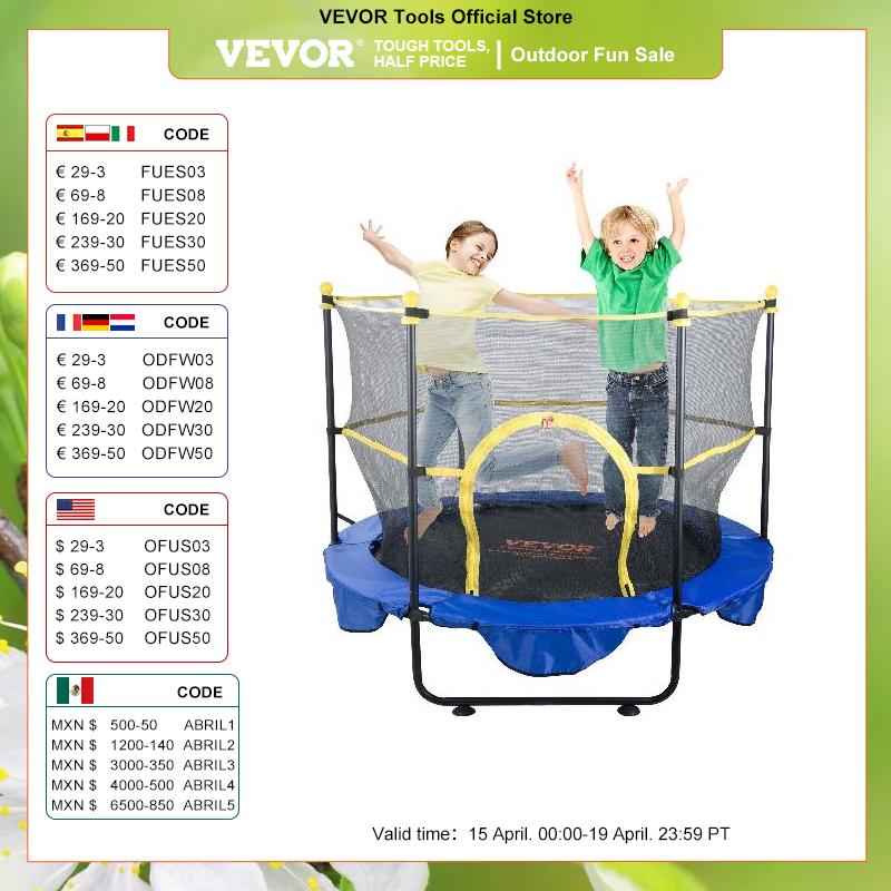 5FT for Trampoline VEVOR Kids 60" Indoor Outdoor Trampoline with Safety Enclosure Net Entertainment Support 60" smile 60" 60"