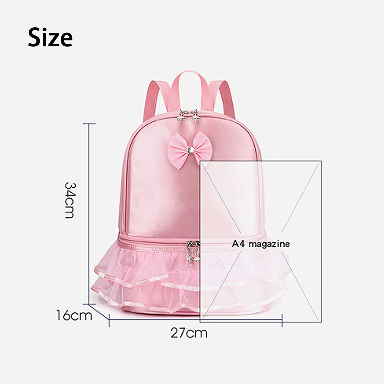 Personalized Embroidered Ballet Bag Little Girls Ballerina Dance Backpack with Separate Shoe Compartment for Dance Toddler Bag