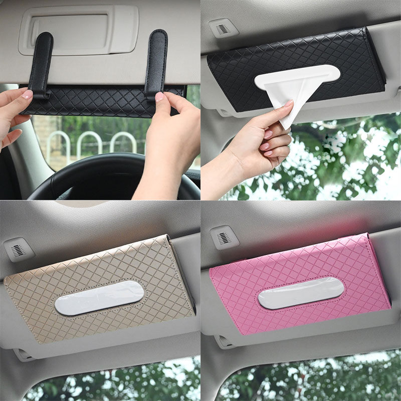 Car Tissue Box Hanging Type Car Sunshade Drawer Creative Car Tissue Bag Car Simple Decorative Products