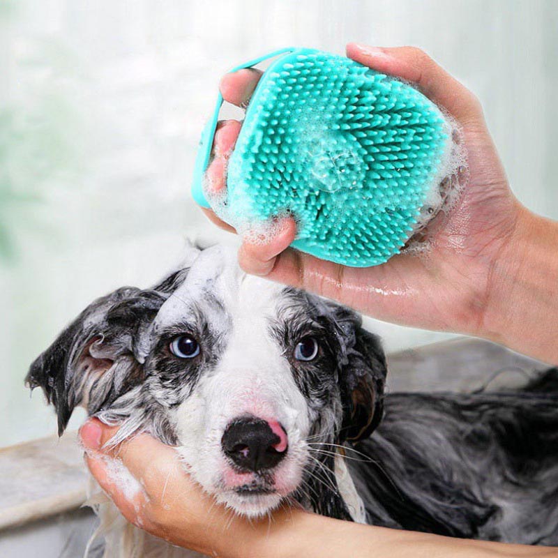 Pet Dog Bathing Soft Brushes Safety Silicone Comb with Shampoo Box Massage Comb Puppy Cats Shower Grooming Tool Pet Accessories