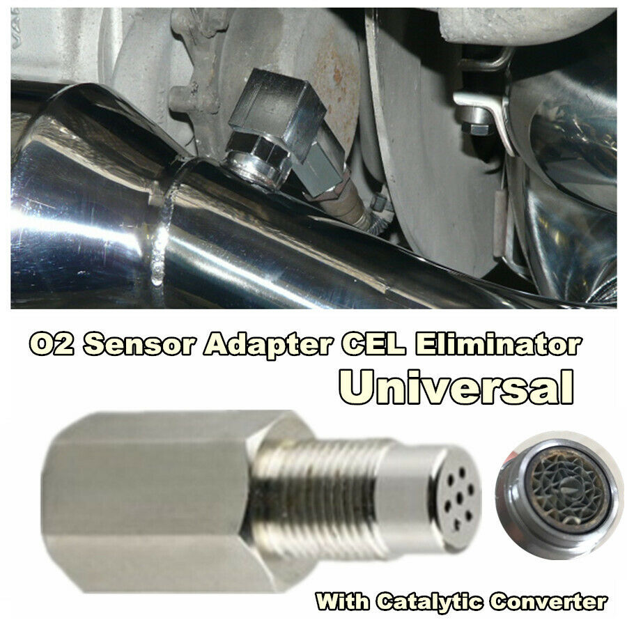 Engine Light O2 Oxygen Sensor Spacer Adapter Bung Catalytic Converter Fix Check M18X1.5 58mm + mini cat