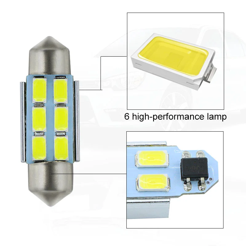 2X No Error Car Number License Plate Light 36mm LED Bulb For AUDI A2 A3 8L 8P A4 B5 B6 A6 4B 4F A8 D2 TT Q3 Q5 Q7 C5 C6 C7 S2 S4