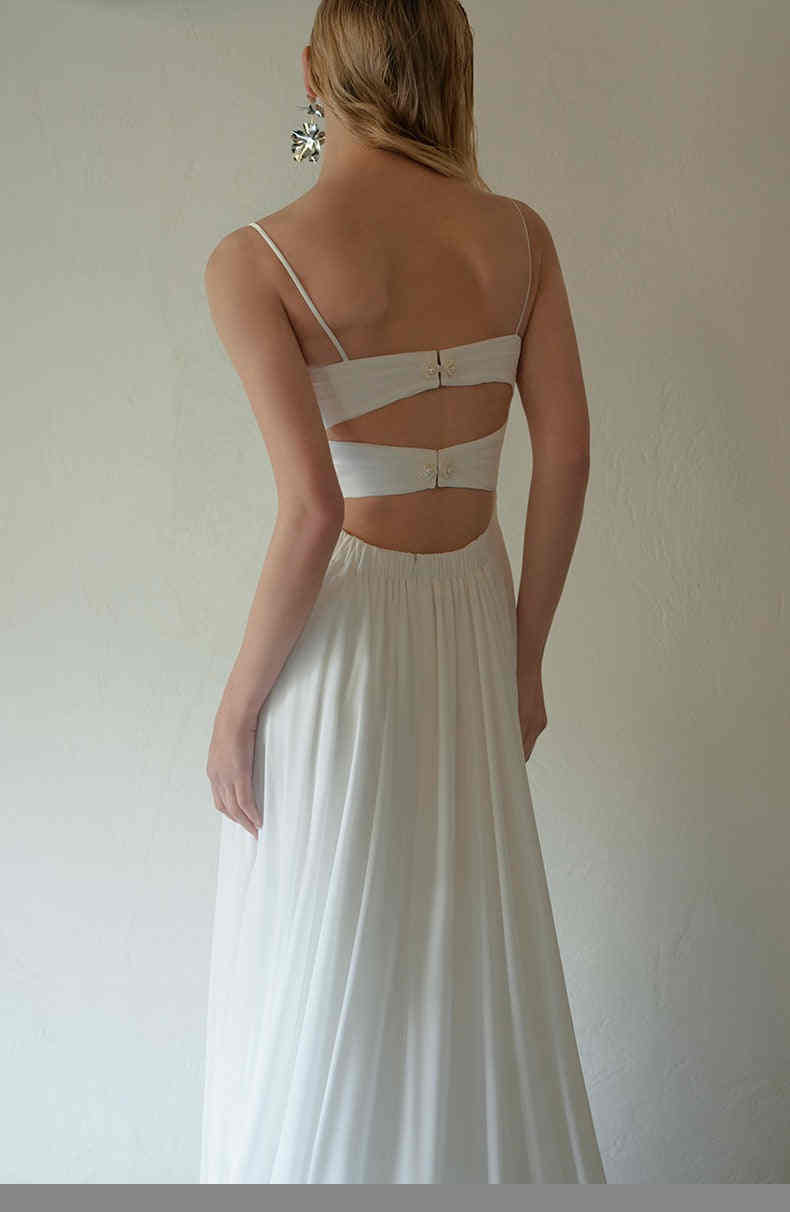 Summer A Line Wedding Dress Chiffon Spaghetti Straps Vestido De Noiva Princess Bridal Gowns Sexy Backless Birde Dresses