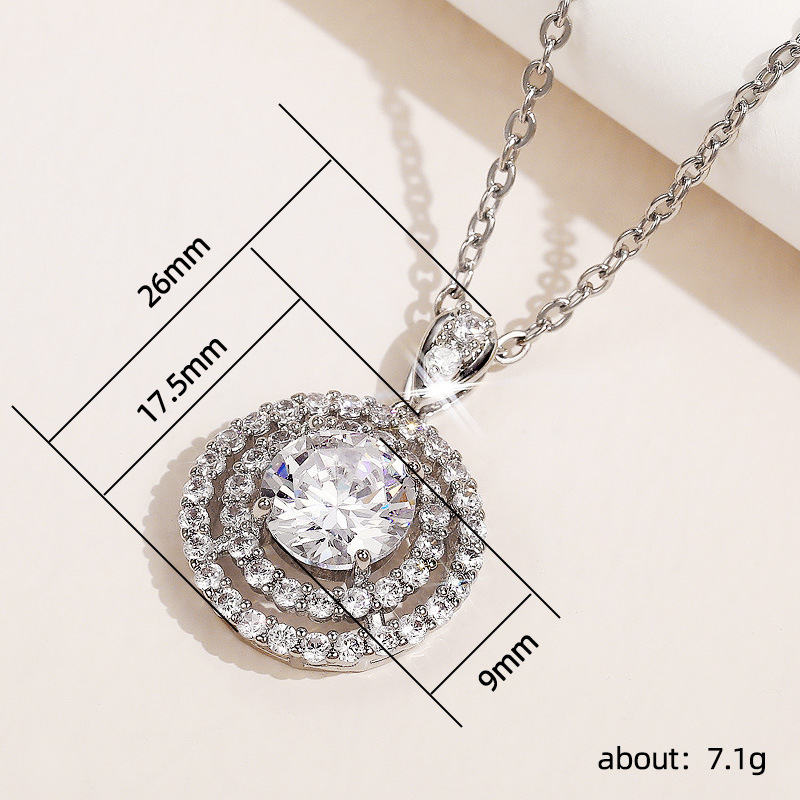 Sterg Sier Cubic Zirconia Pendant Necklace, Designer for Women, Round Square Love Heart Pendant, Wedding Gift, Fine Jewelry 4 ,