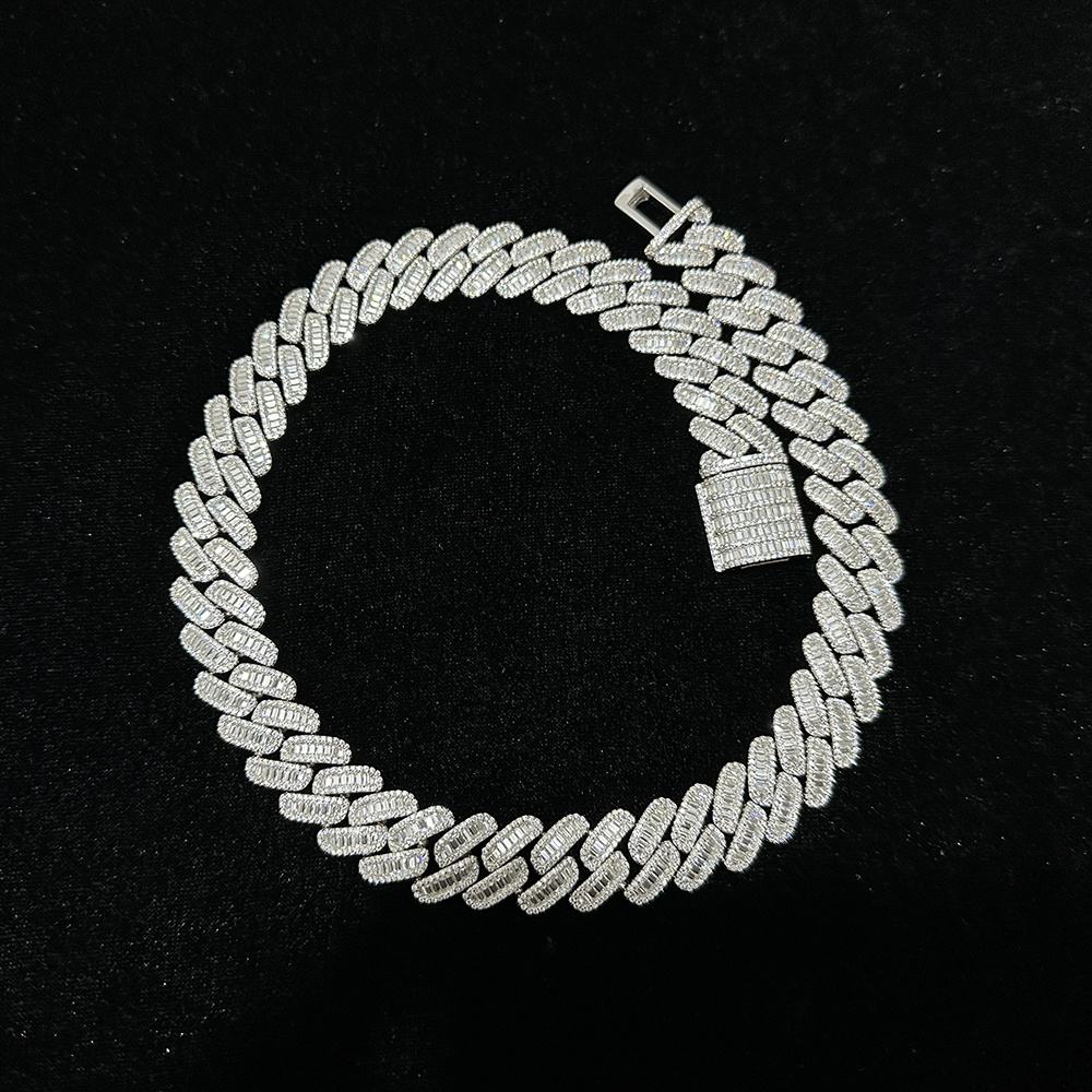 hop hip jewelry cuban k chain 15mm s sier fashion necklace iced out fully vvs baguette moissanite dia men necklaces ier fahion vv moianite