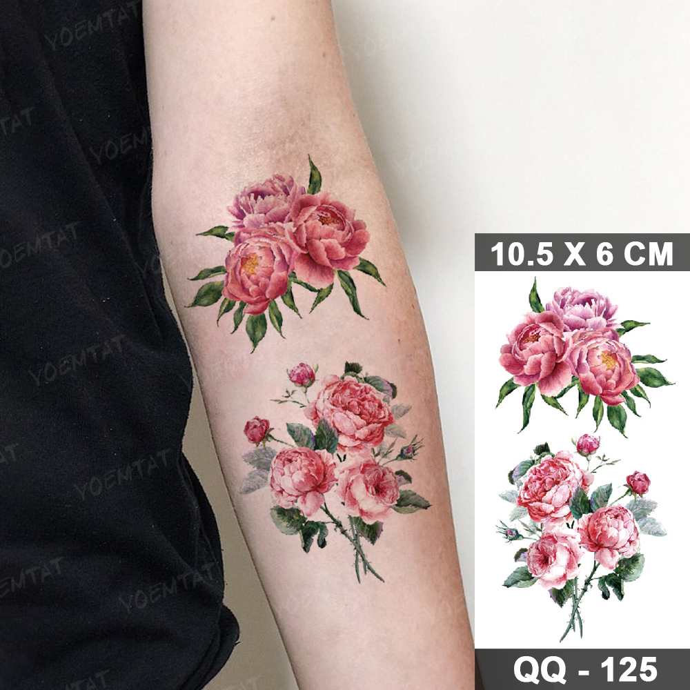 Transfer Waterproof Temporary Tattoo Stickers Lotus Sunflower Rose Plant Watercolor Flash Tatto Realistic 3D Tattoos Women Men