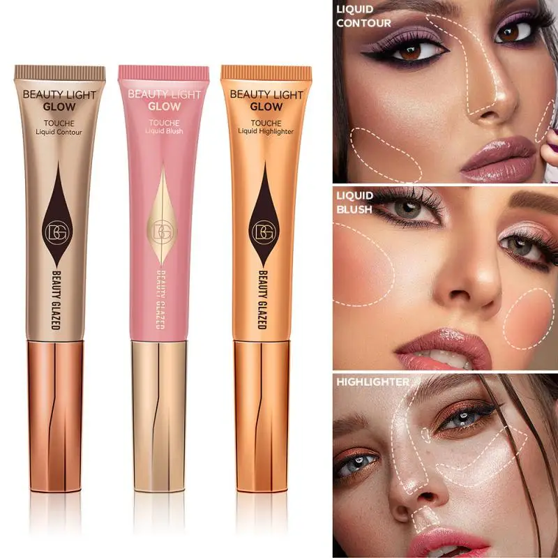BEAUTY GLAZED Liquid Blush Velvet Matte Natural Cream Multi-use Cheek Eye Tint Peach Blush Applicator Makeup Cosmetic 2023