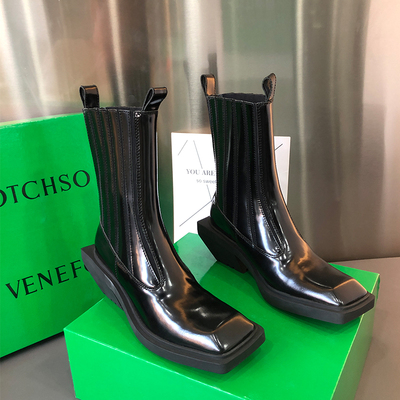 2022 Luxury Brand Women Block High Heels leather Ankle Boots Female Square Toe Chelsea Boots High Quality Short Boots Zipper