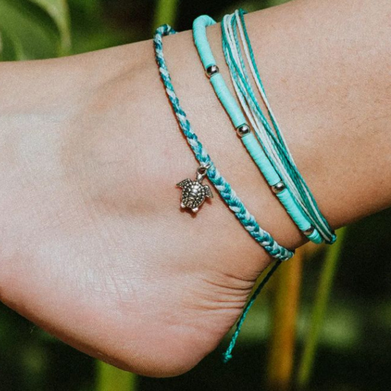 Summer Beach Turtle Shaped Charm Rope String Anklets For Women Ankle Bracelet Woman Sandals On the Leg Chain Foot Jewelry