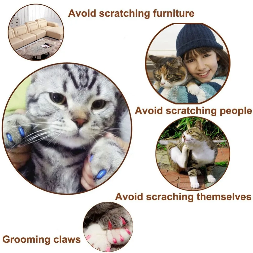 New FASHION colorful Cat 2025 Nail Caps soft cat Claw Soft Paws 20 PCS/lot with free Adhesive Glue Size XS S new M LGift for pet