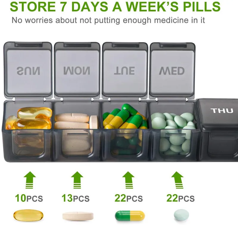 new Portable Small Pill 2025 Box Cases Large Grids 7 Days A Week Organizer Pills Box for Tablets Vitamins Medicine Fish Oils Sub-packed