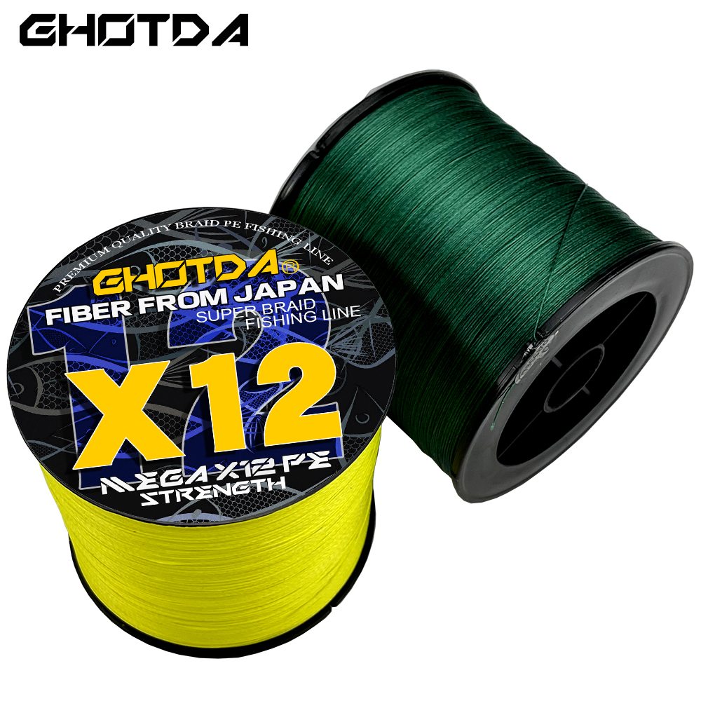 Ghotda High Density Weaves Fishing Line 12Strands 1000M-100M Multifilament Super PE Braided Wire Sea Fishing Gear Accessories