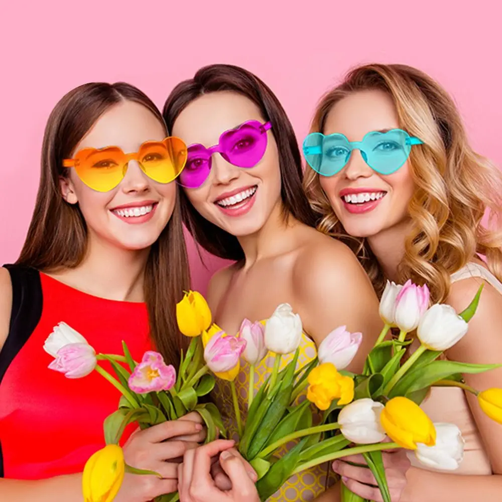 Heart-shaped Sunglasses Colorful Love 2025 Heart Glasses Gradient new Lenses Sunglasses Candy Color Shades Funny Party Sun Glasses