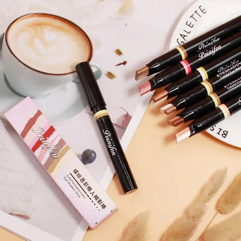 Two tone Eyeshadow Stick Gradient Fine Glitter Pearly Waterproof Eye Shadow Long lasting Makeup Producys Female Cosmetics 5