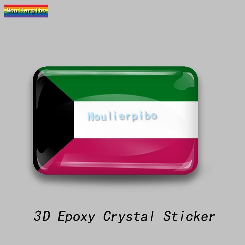 3D Epoxy Kuwait Flag National Emblem Car Dome Sticker Car Trolley Case Motorcycle Helmet Cell Phone Vinyl Laptop Decal