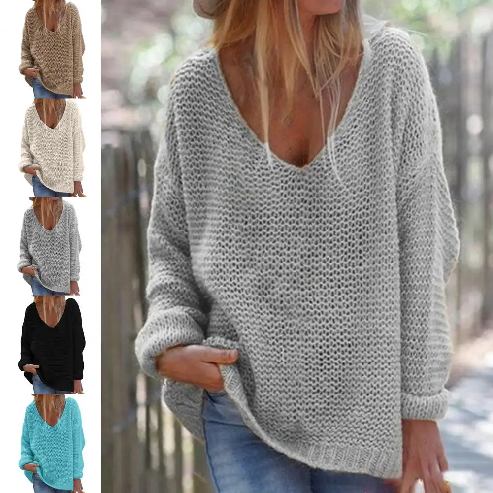 Trendy Autumn Sweater Comfortable Knitted Top Casual Loose Fit Women Autumn Sweater All-Match