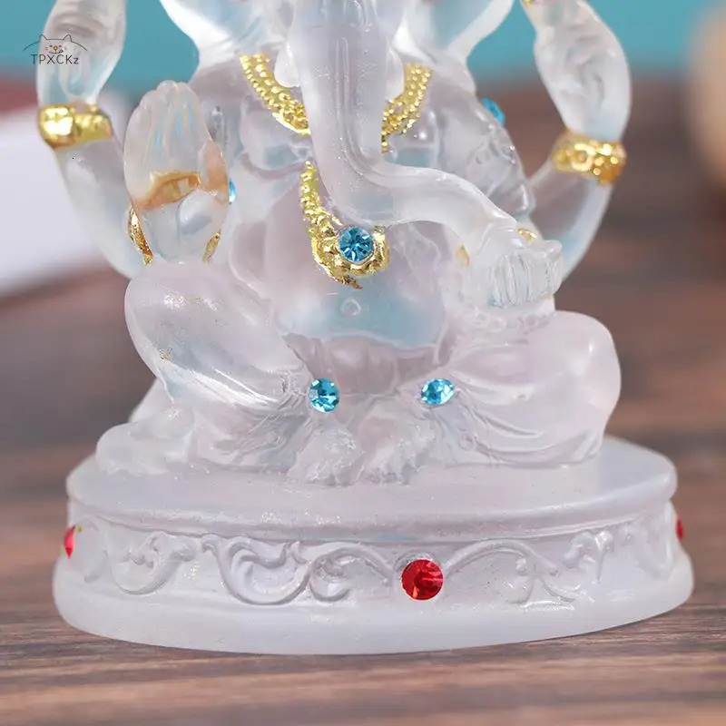 Ganesh Hindu Elephant God of Success Statue Resin Transparent Figurine Ornament 240521