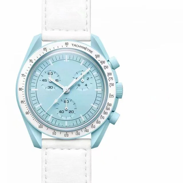 Multicolor bioceramic Planet Moon Men's Watch Fully Functional Quartz Chronograph Mercury Mission 42mm Nylon Luxury Watches Limited Edition Master Watch