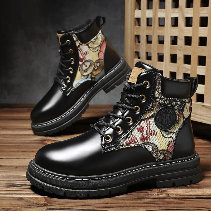Luxury Military Boots Men Leather Shoes Big Size Plush Warm Fur Ankle Boots For Men Winter Boots Chelsea Desert Waterproof Botas