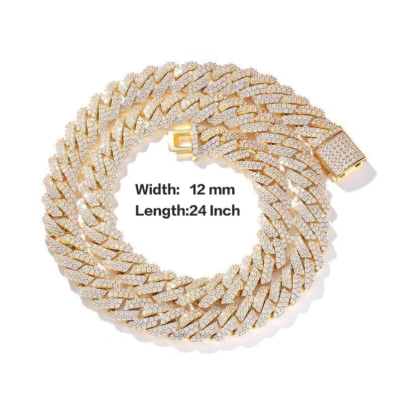 Designer cuban k chain necklace for men women plated gold sier wide 12mm 14mm moissanite dia hip hop mens jewelry personalize choker good