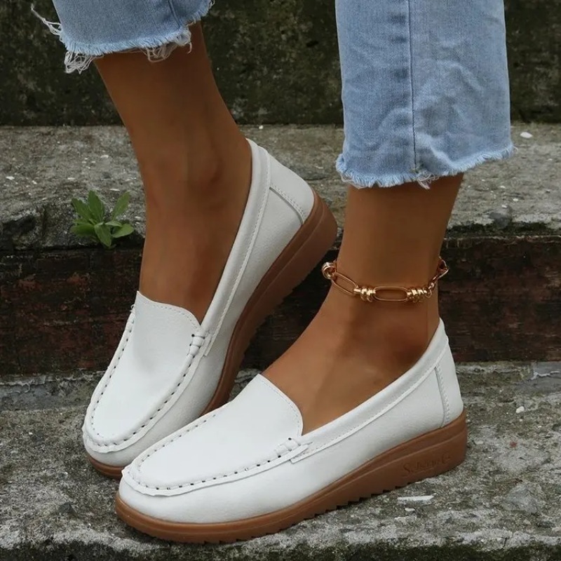 Women Flats 2022 Spring Summer Shoes Women Heels 4.3CM Genuine Leather Chaussures Femme Casual Women Loafers Ballet Flat Shoes