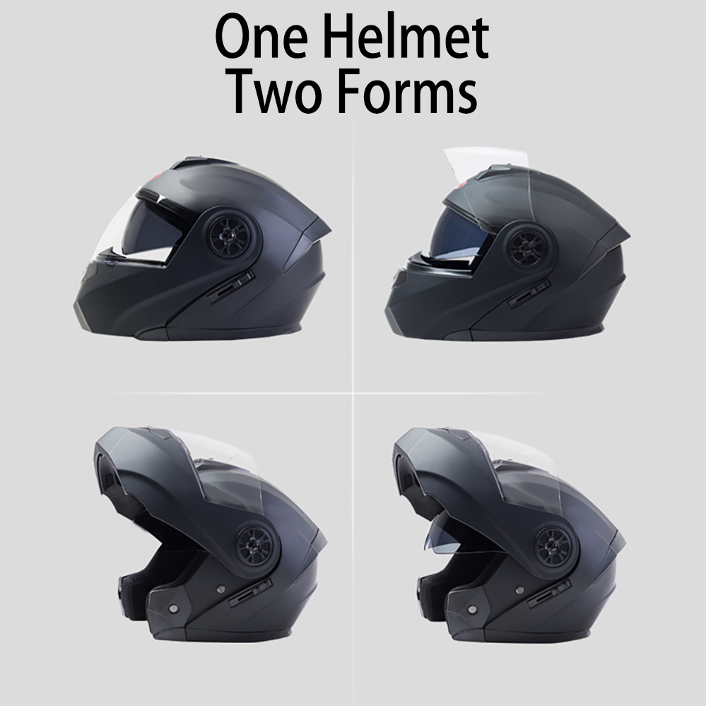 Matte Black Motorcycle Flip Up Full Face Helmet Bluetooth Motorbike Cascos Para Moto Capacetes DOT ECE Dual Visor Riding Kask