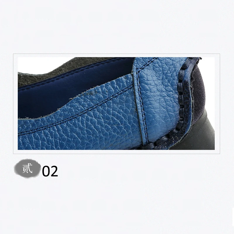 Retro Shoes Platform Flats Women's Floral Ballet Shoes Ladies Real Leather Loafers Woman Lug Sole Shockproof Moccasins Blue Shoe