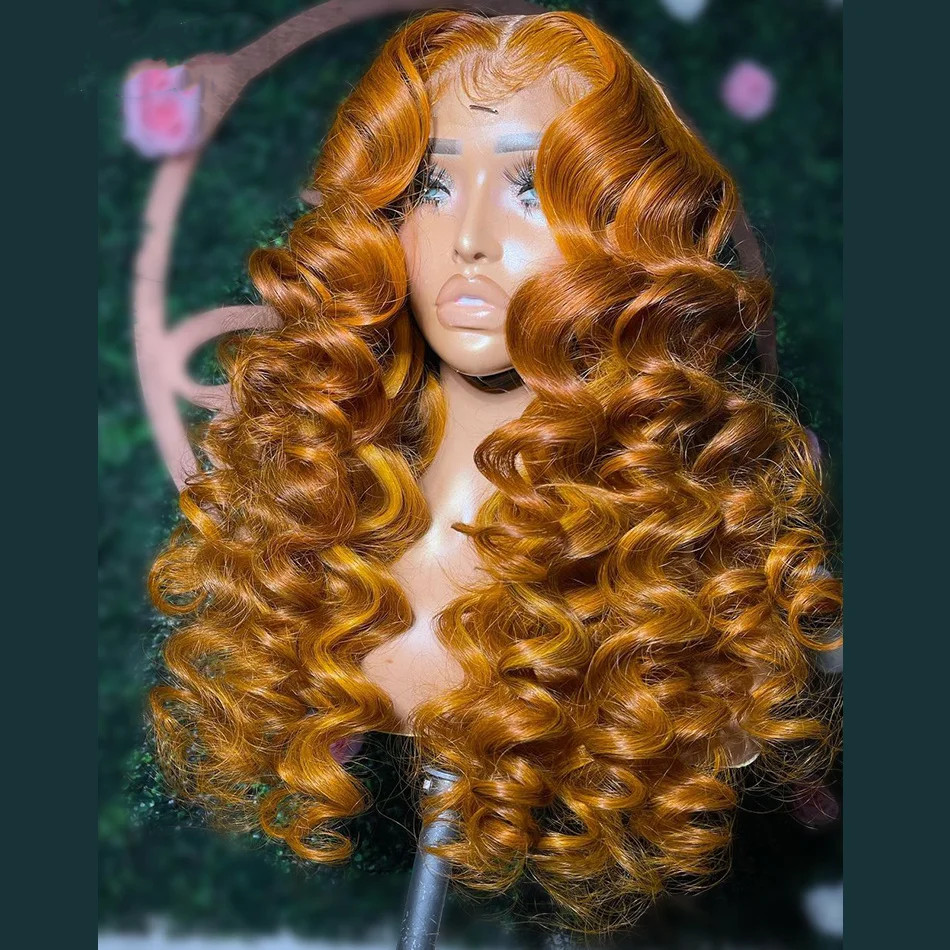 12-30inch Orange Color curly Lace Front Wig Preplucked With Baby Hair Lace Frontal Wigs For Black Women