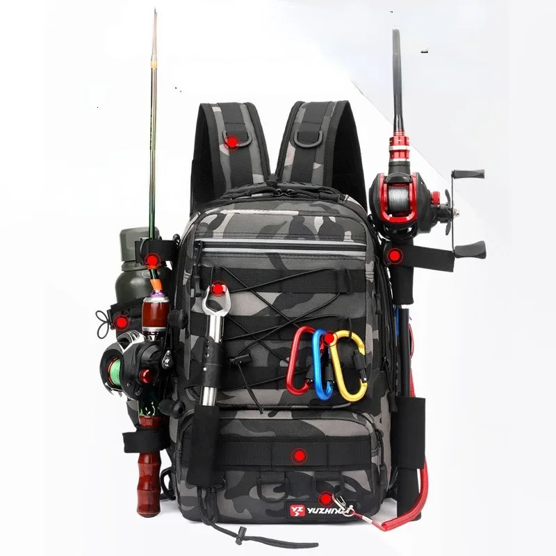 Camouflage Lure Fishing Bags Multi-functional Backpack Outdoor Sports Large Capacity Rod Fishing Tackle Bag Fly Fishing 240521