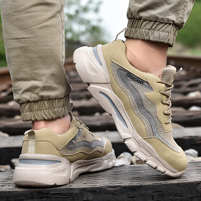 For New Women Steel Toe Cap Work Breathable Light Sneaker Men Indestructible Safety Boots Couples Shoes 255a