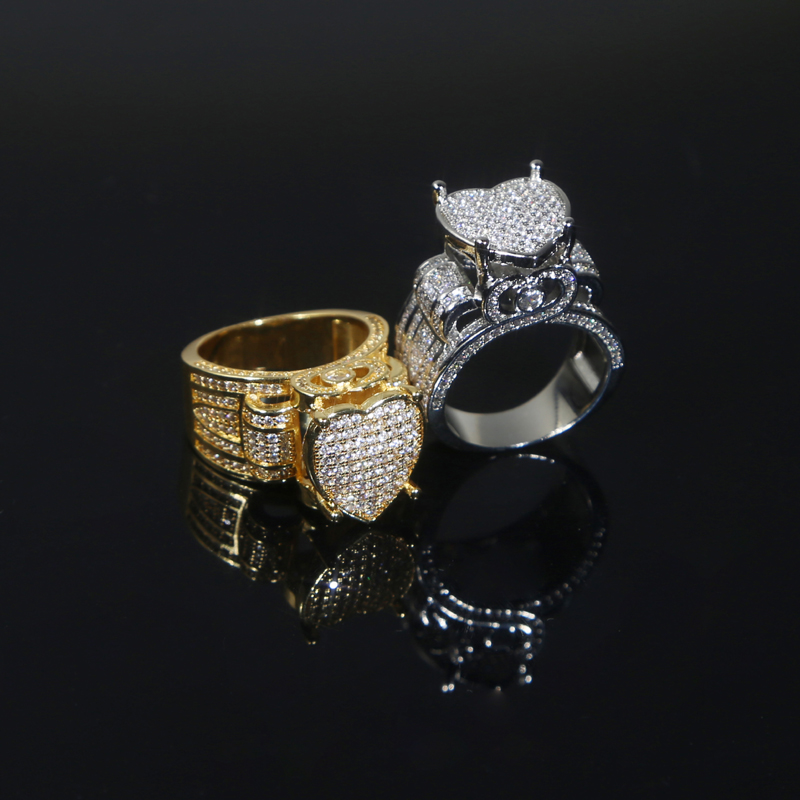 New Square Heart Ring: Iced Out Cubic Zirconia Bg CZ Ring for Men