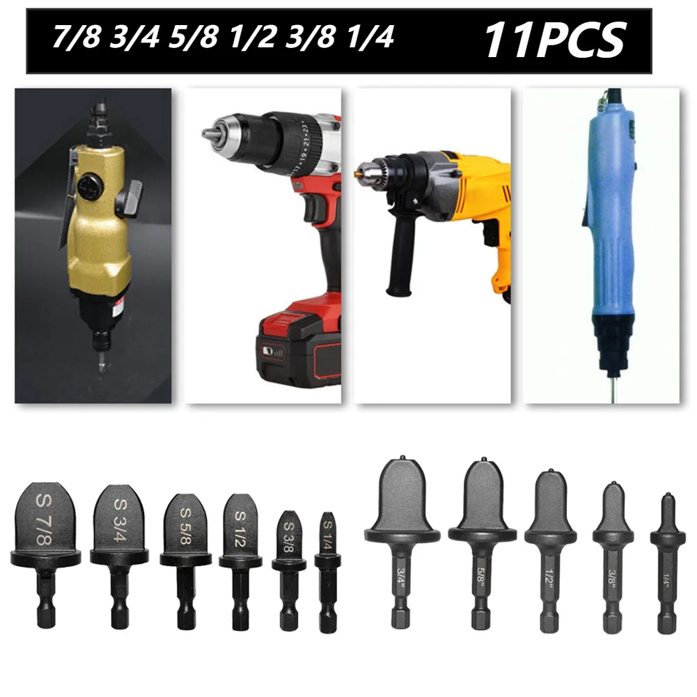 11Pcs Imperial Tube Expander Electric Drill Bit Flaring Tools Air Conditioner Copper Pipe Conditioning Swaging Spin Flaring Set
