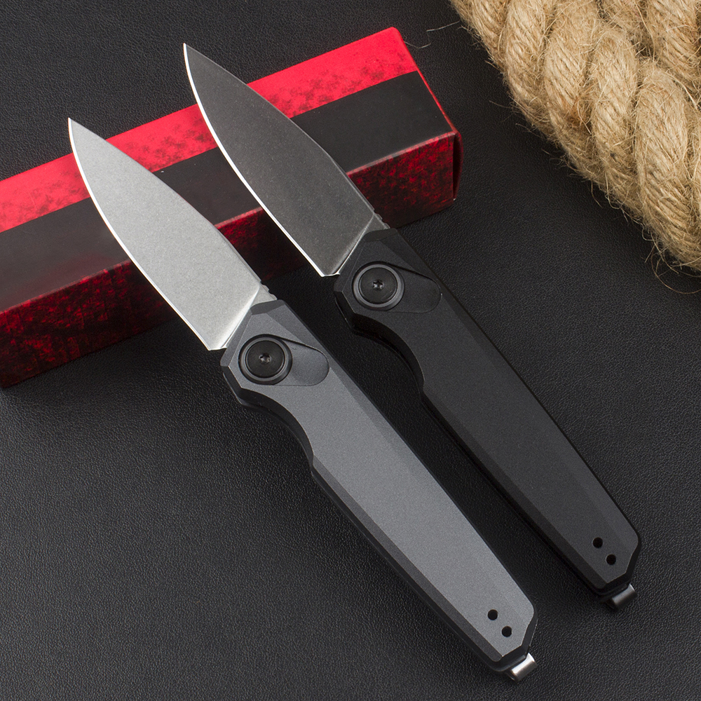 Special Offer Ks7551 Push Button Quick Opening Tactical Knife 8Cr13mov White/Black Stone Wash Blade Aviation Aluminum Handle Outdoor Camping EDC Pocke