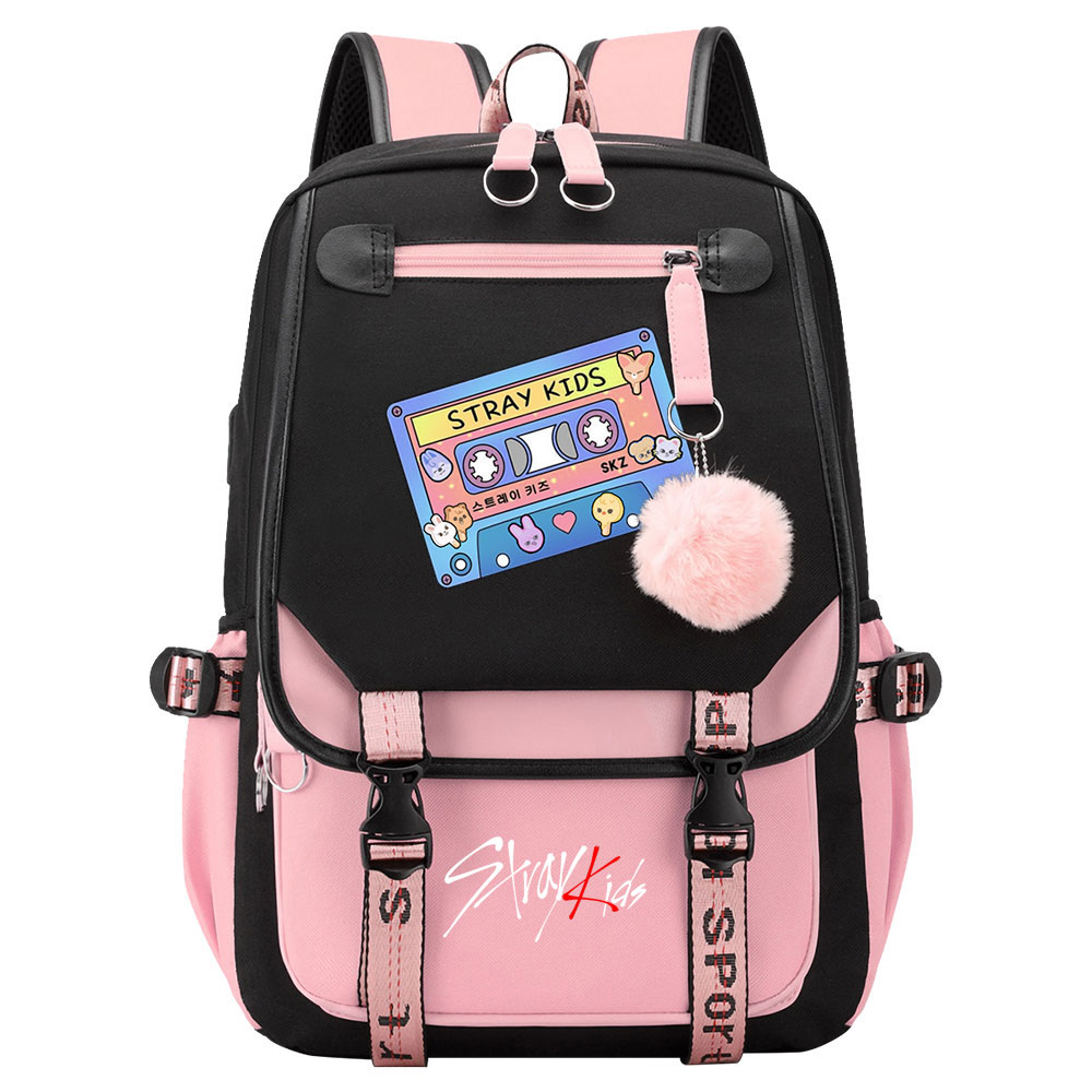 New Stray Kids Girls Boys USB Backpacks Anime School Book Bags Teenager Canvas Laptop Backpack For Women