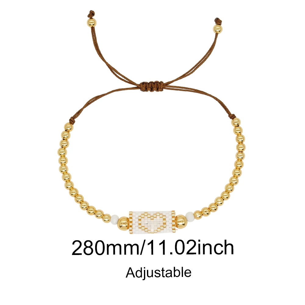 Love Heart Charm Bracelets Gold Plated Ball Beaded Boho Summer Beach Surfer Bracelets for Women Men Handmade Jewelry Gift