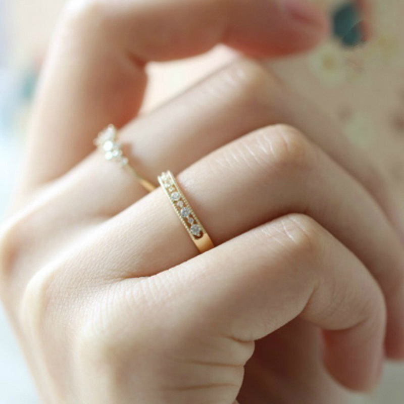 Silver Gold Thin Cubic Zircon CZ Rings for Women Designer Jewelry Charm Flower Diamond Stacking Finger Rings Girls Gift