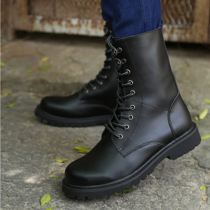 LUFUMA Military Boots Men Winter Shoes Warm Men Leather Boots Footwear Cowboy Tactical Boots Men Casual Shoes Size 38-48