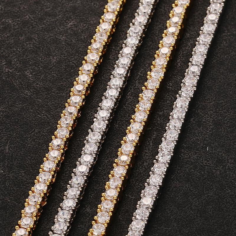 pass dia tester hip hop fashion jewelry custom 2.5mm sterling sier vvs moissanite cluster tennis chain necklace for men women